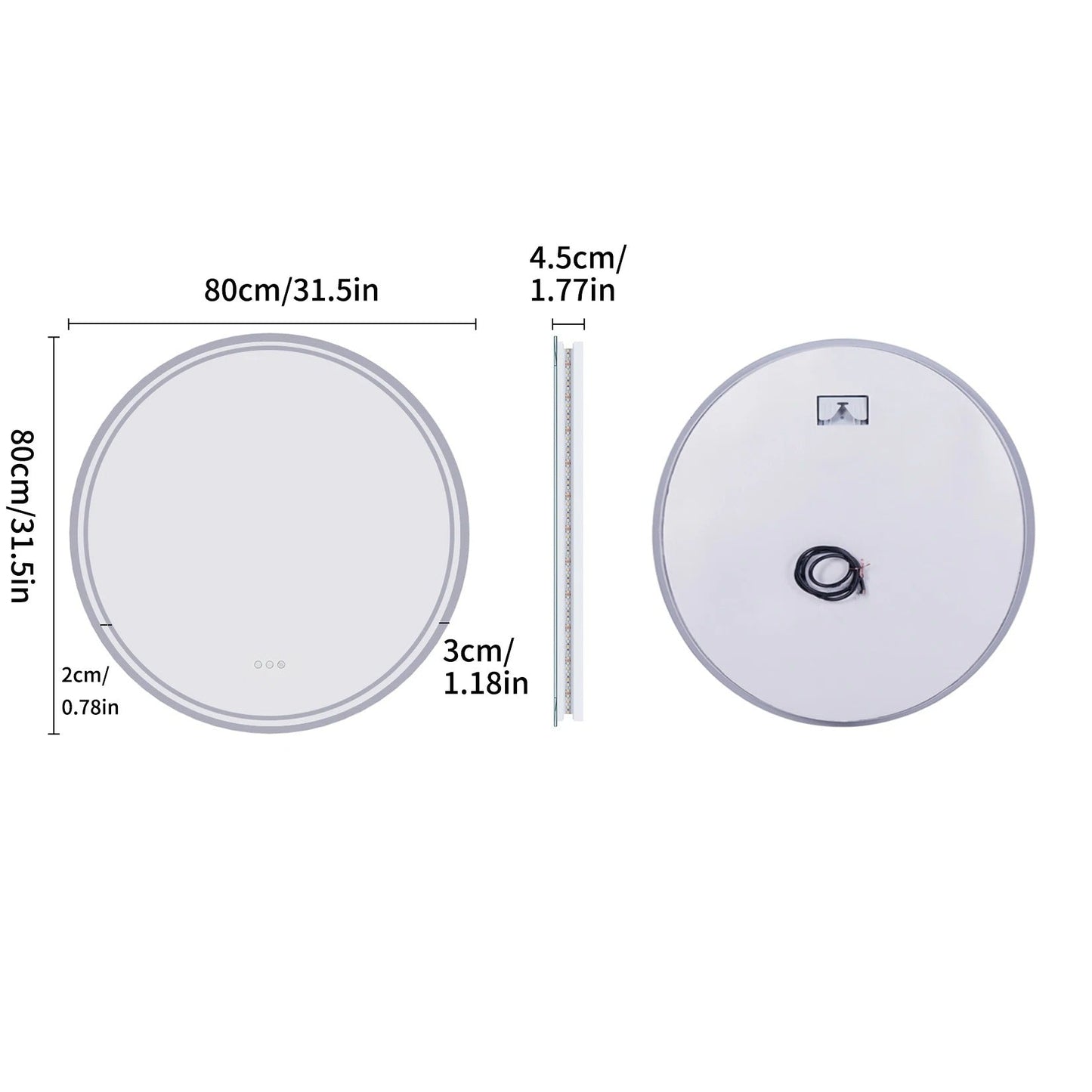 Runder LED Spiegel mit Beleuchtung | Badezimmer Spiegel 60cm 7