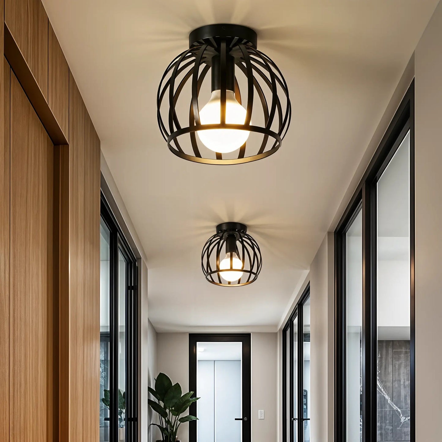 Schwarze Deckenlampe Ø19cm | Industrielle Deckenleuchte 0