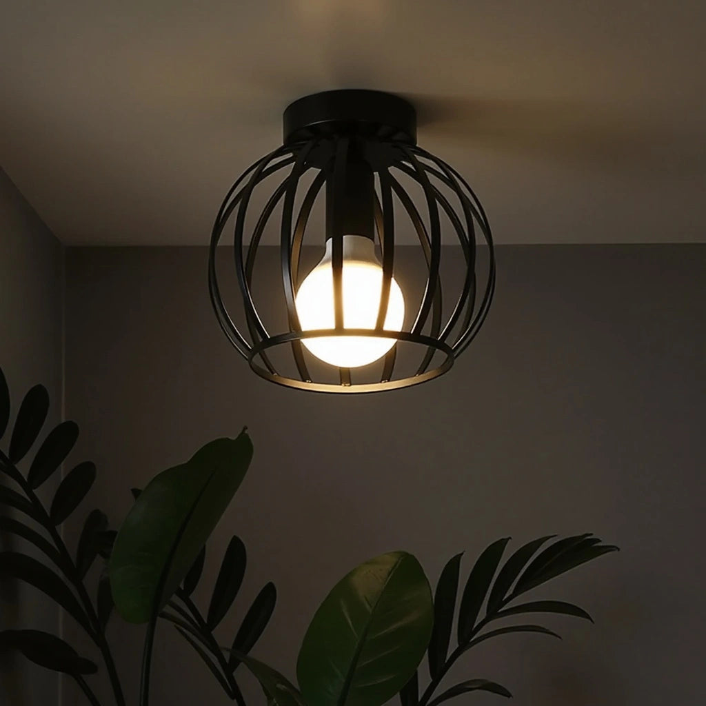 Schwarze Deckenlampe Ø19cm | Industrielle Deckenleuchte 6