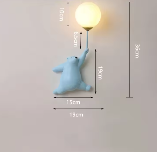 Moderne LED Cartoon Wandlamp – Minimalistische beren wandlamp met 3D-maan