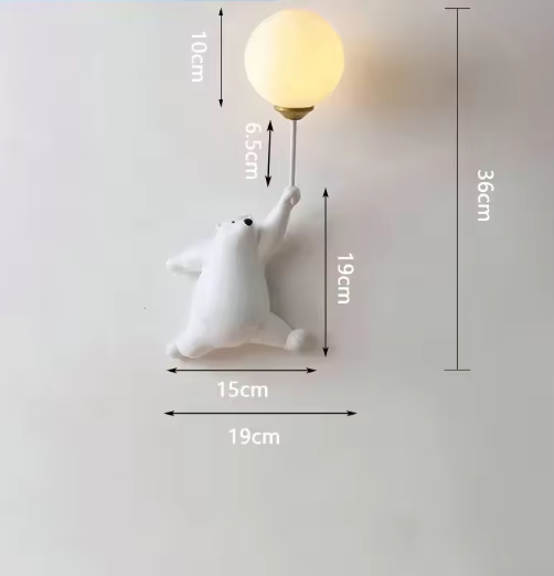 Moderne LED Cartoon Wandlamp – Minimalistische beren wandlamp met 3D-maan
