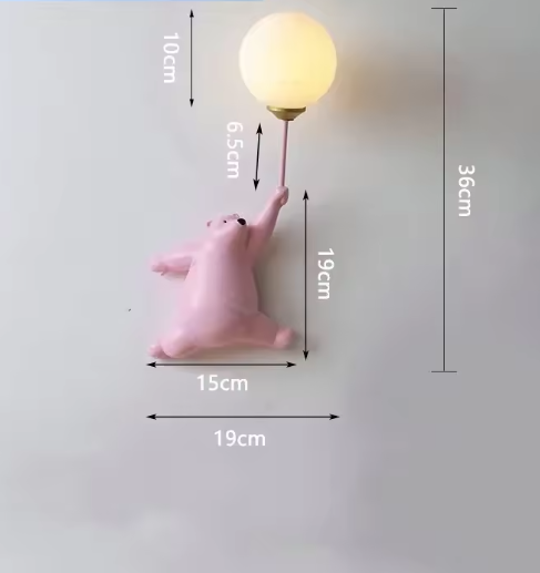 Moderne LED Cartoon Wandlamp – Minimalistische beren wandlamp met 3D-maan