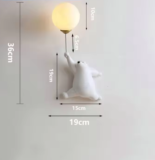 Moderne LED Cartoon Wandlamp – Minimalistische beren wandlamp met 3D-maan