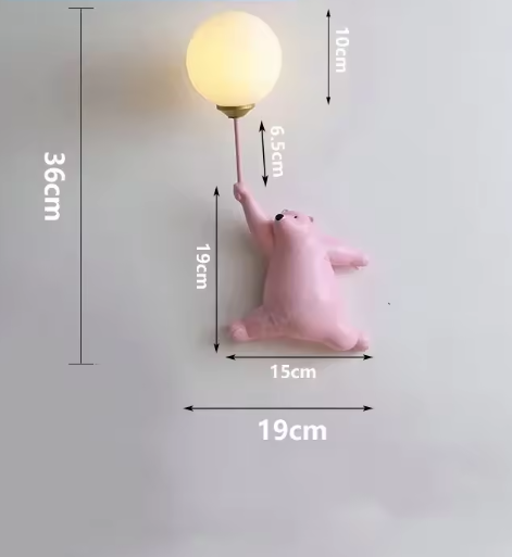 Moderne LED Cartoon Wandlamp – Minimalistische beren wandlamp met 3D-maan