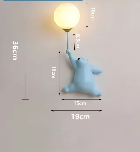 Moderne LED Cartoon Wandlamp – Minimalistische beren wandlamp met 3D-maan