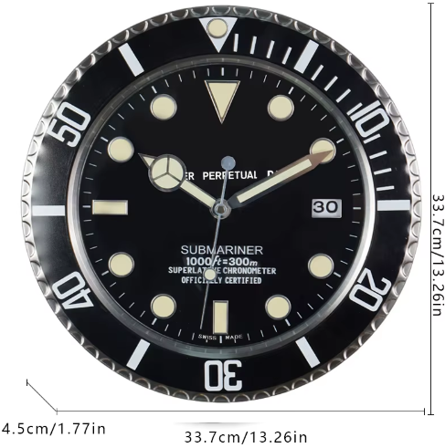 Sunburst | Klassische Metall-Wanduhr