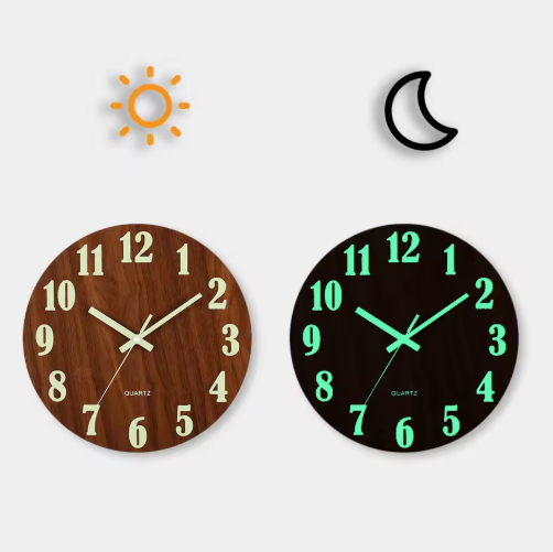 GlowTime | Lichtspeichernde Quarz-Wanduhr