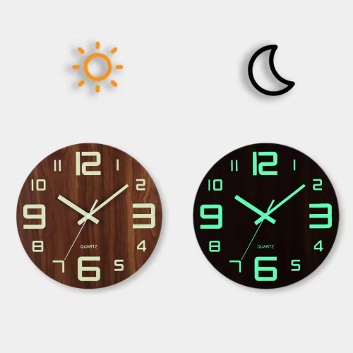 GlowTime | Lichtspeichernde Quarz-Wanduhr
