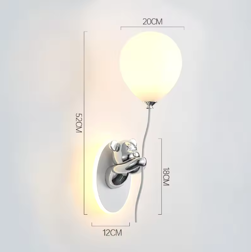 Kinkiet – Lampa w kształcie balonu z kreskówkową grafiką do pokoju dziecięcego i gabinetu