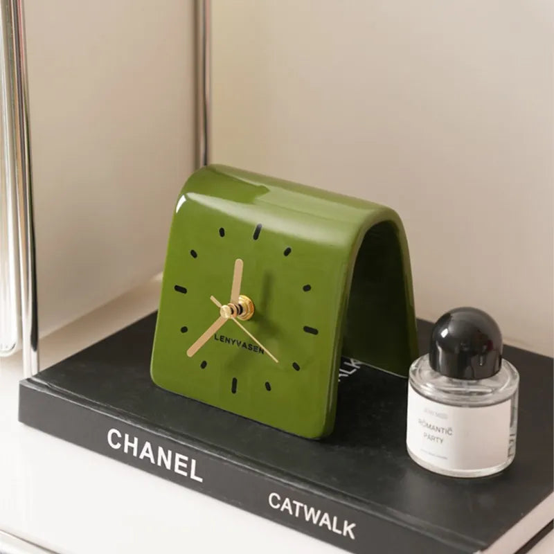 SculptiTime | Tischuhr Modern Braun 11,8 cm Keramik 1