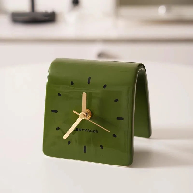 SculptiTime | Tischuhr Modern Braun 11,8 cm Keramik 11