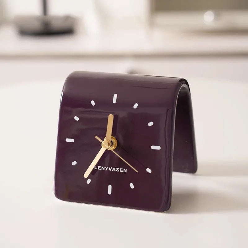 SculptiTime | Tischuhr Modern Braun 11,8 cm Keramik 12