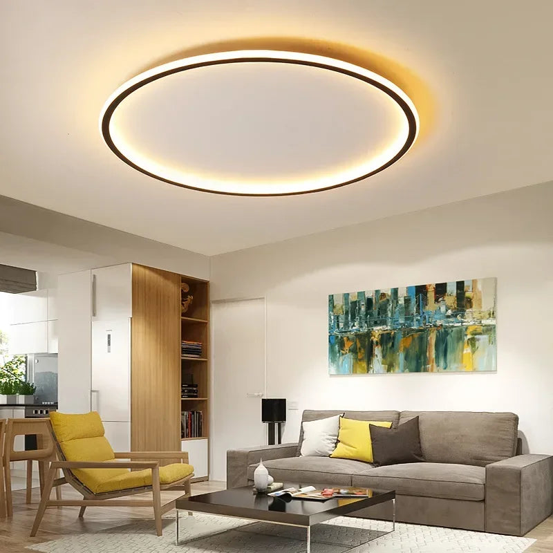 Skandinavische LED Deckenlampe | Runde Deckenleuchte Schwarz 4