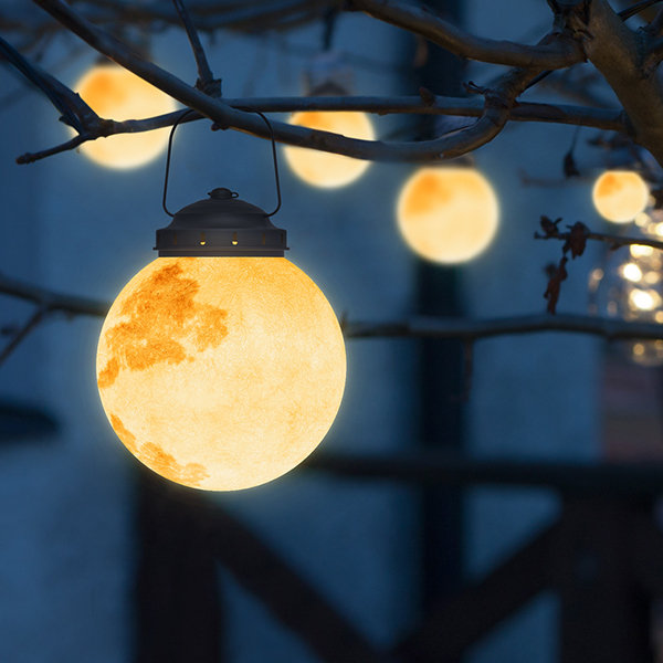 Moderne LED Außenlampe aus Metall und Harz – Solarbetriebene Aussenleuchte für Gartenbeleuchtung in Gold-1