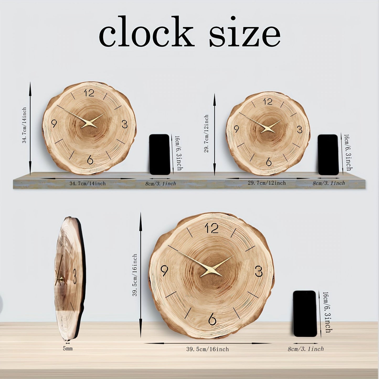 Stille Wanduhr Dandy | Moderne Holz-Wanduhr mit Textur 4