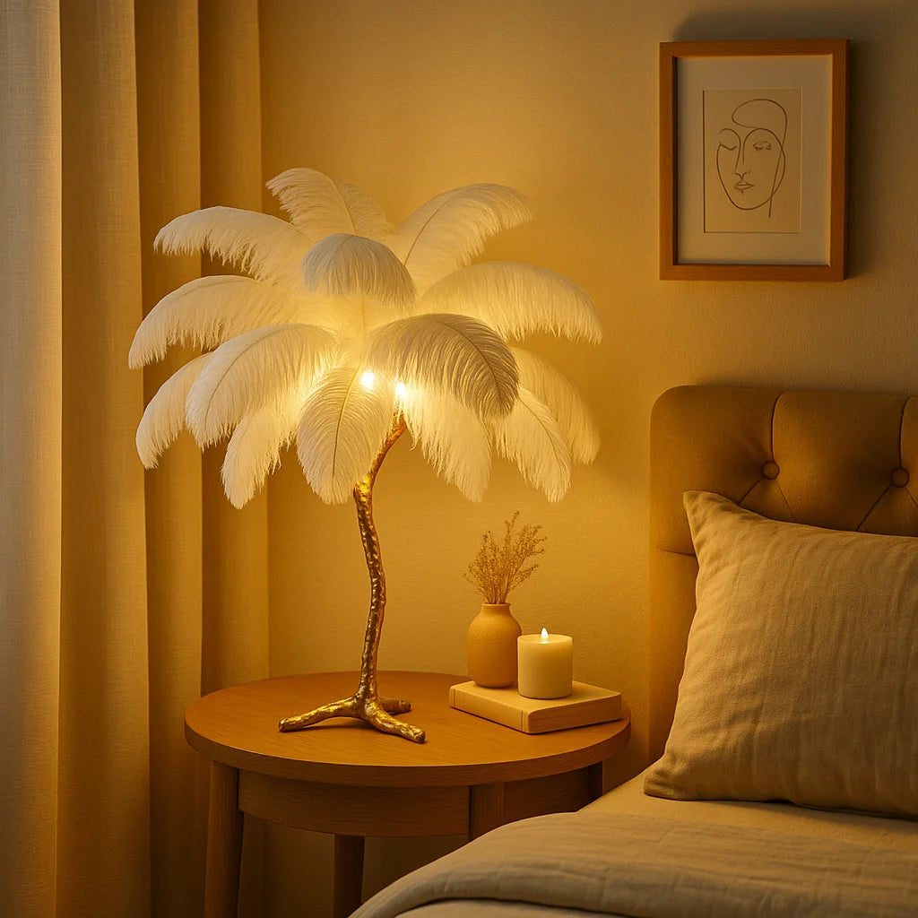 Straußenfeder Tischlampe | Elegante Beleuchtung 2