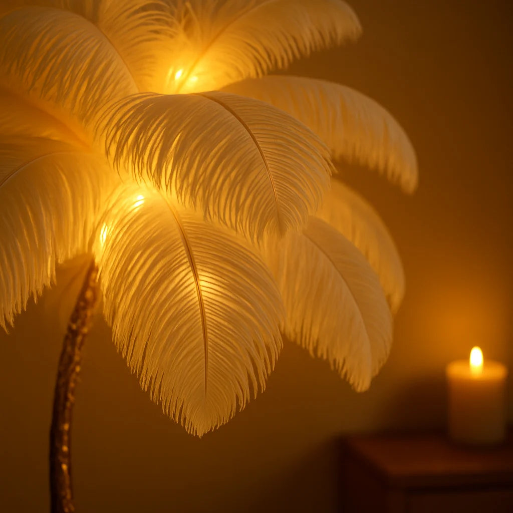 Straußenfeder Tischlampe | Elegante Beleuchtung 3