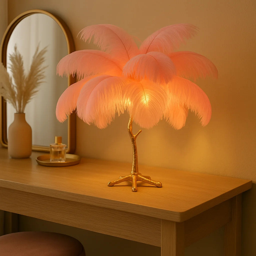Straußenfeder Tischlampe | Elegante Beleuchtung 4