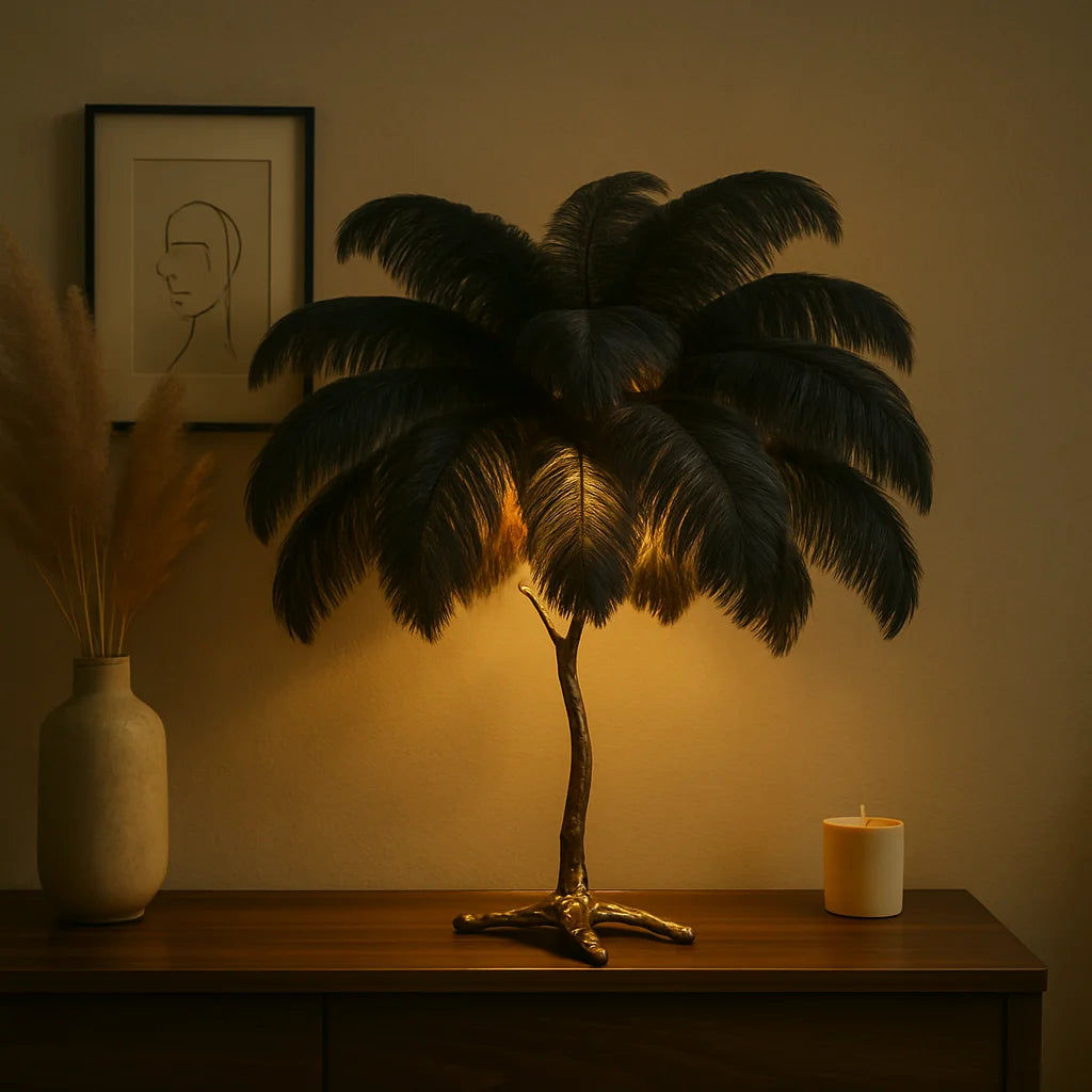 Straußenfeder Tischlampe | Elegante Beleuchtung 5