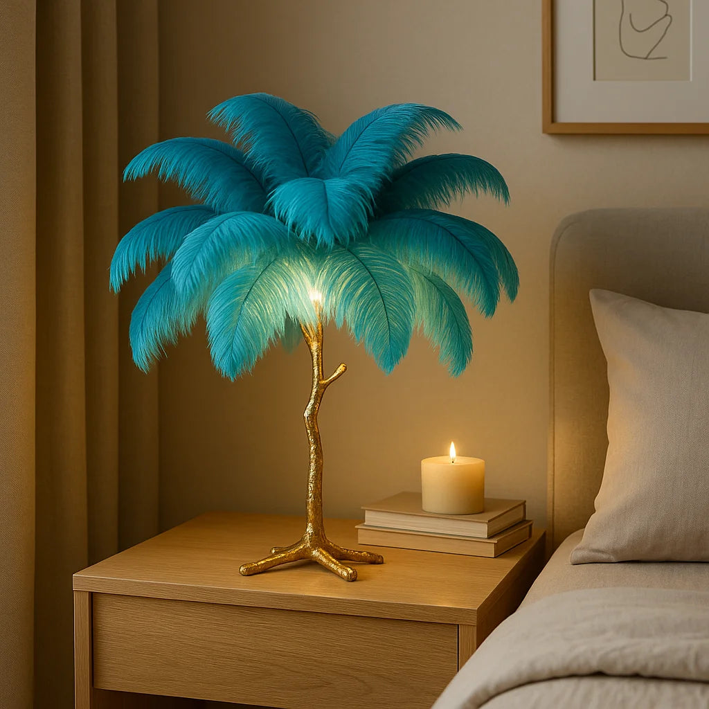 Straußenfeder Tischlampe | Elegante Beleuchtung 6