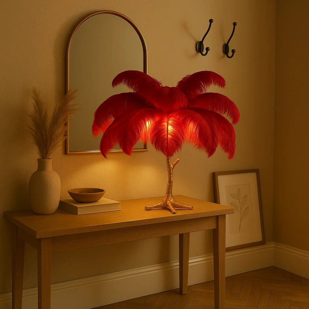 Straußenfeder Tischlampe | Elegante Beleuchtung 7