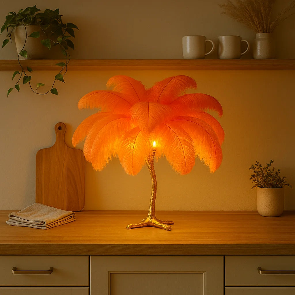 Straußenfeder Tischlampe | Elegante Beleuchtung 8