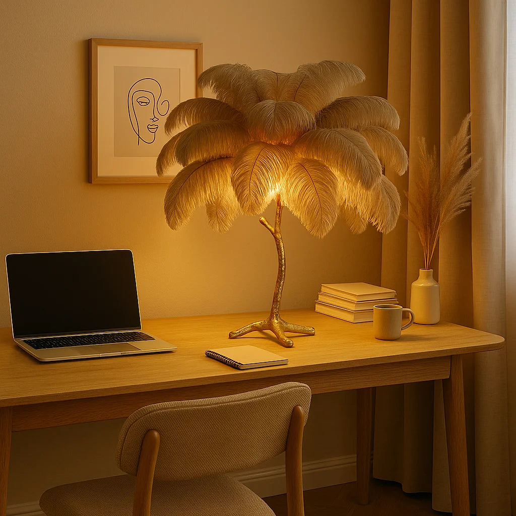 Straußenfeder Tischlampe | Elegante Beleuchtung 9