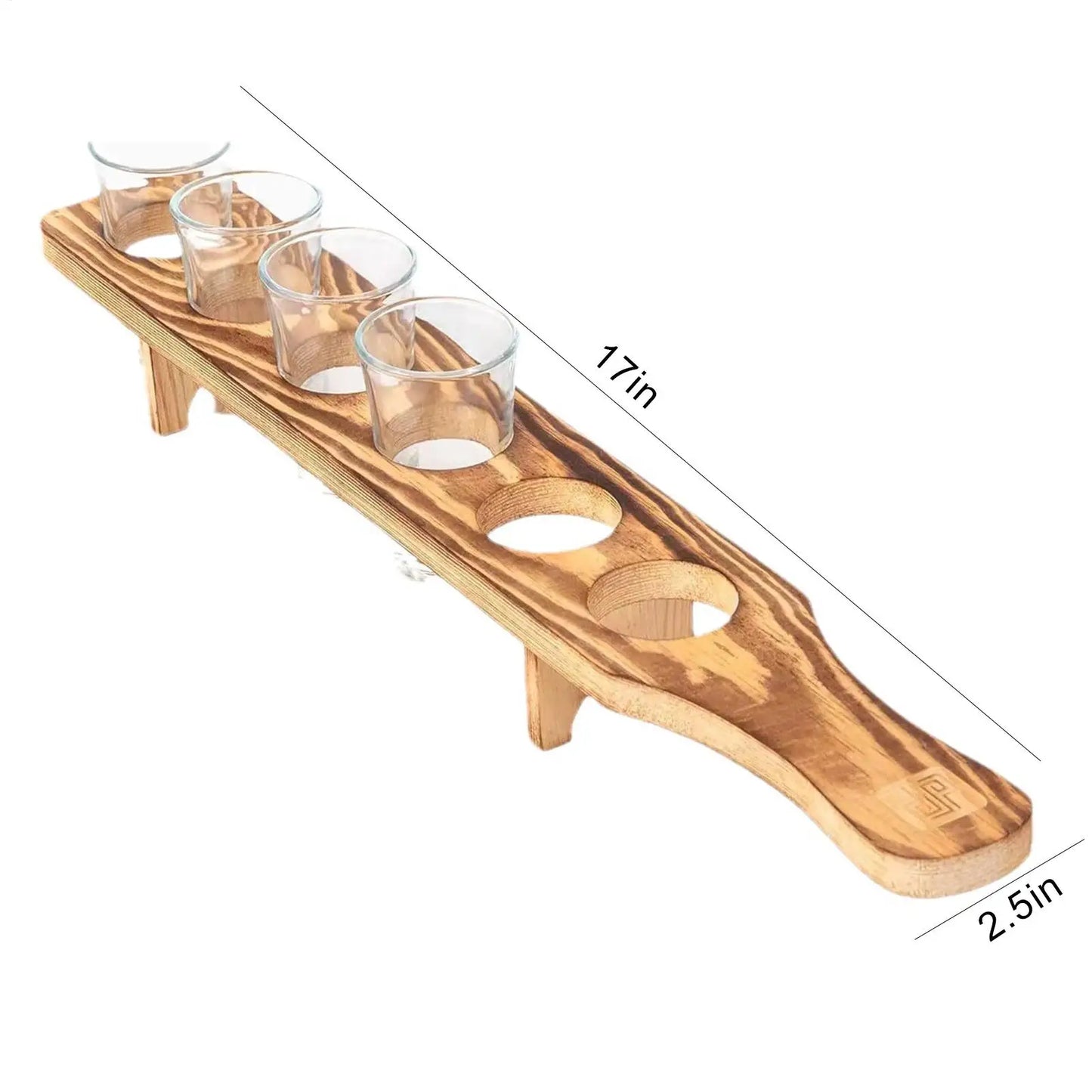 Tequila-Serviertablett | Holztablett mit 6 Gläsern 5