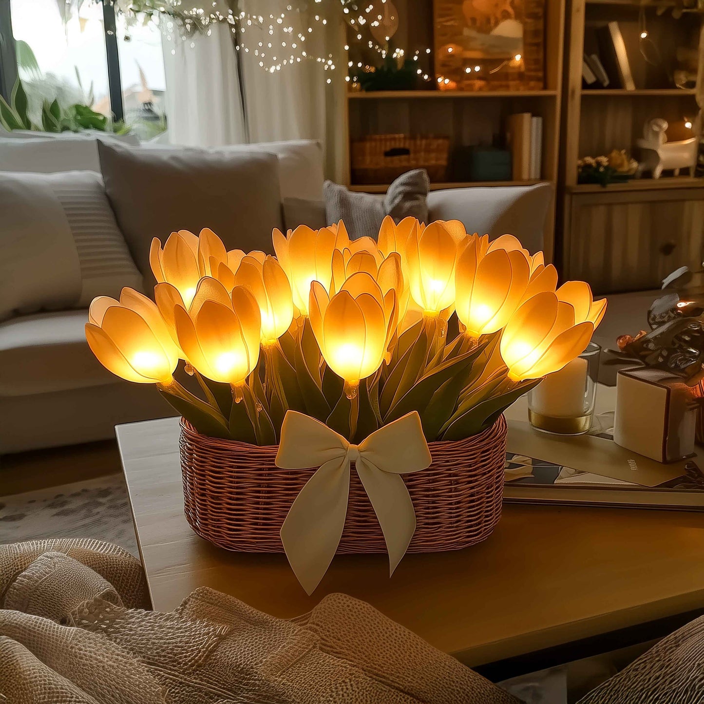 Tulpenkorblicht | Kabellose LED Tischleuchte mit 10 Tulpen 2