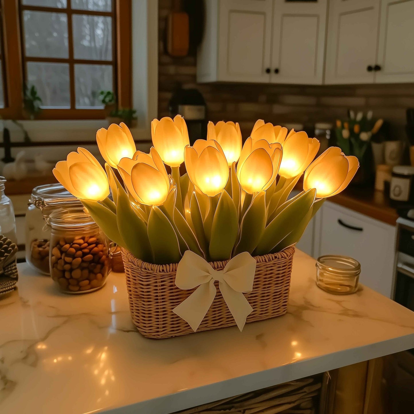 Tulpenkorblicht | Kabellose LED Tischleuchte mit 10 Tulpen 3