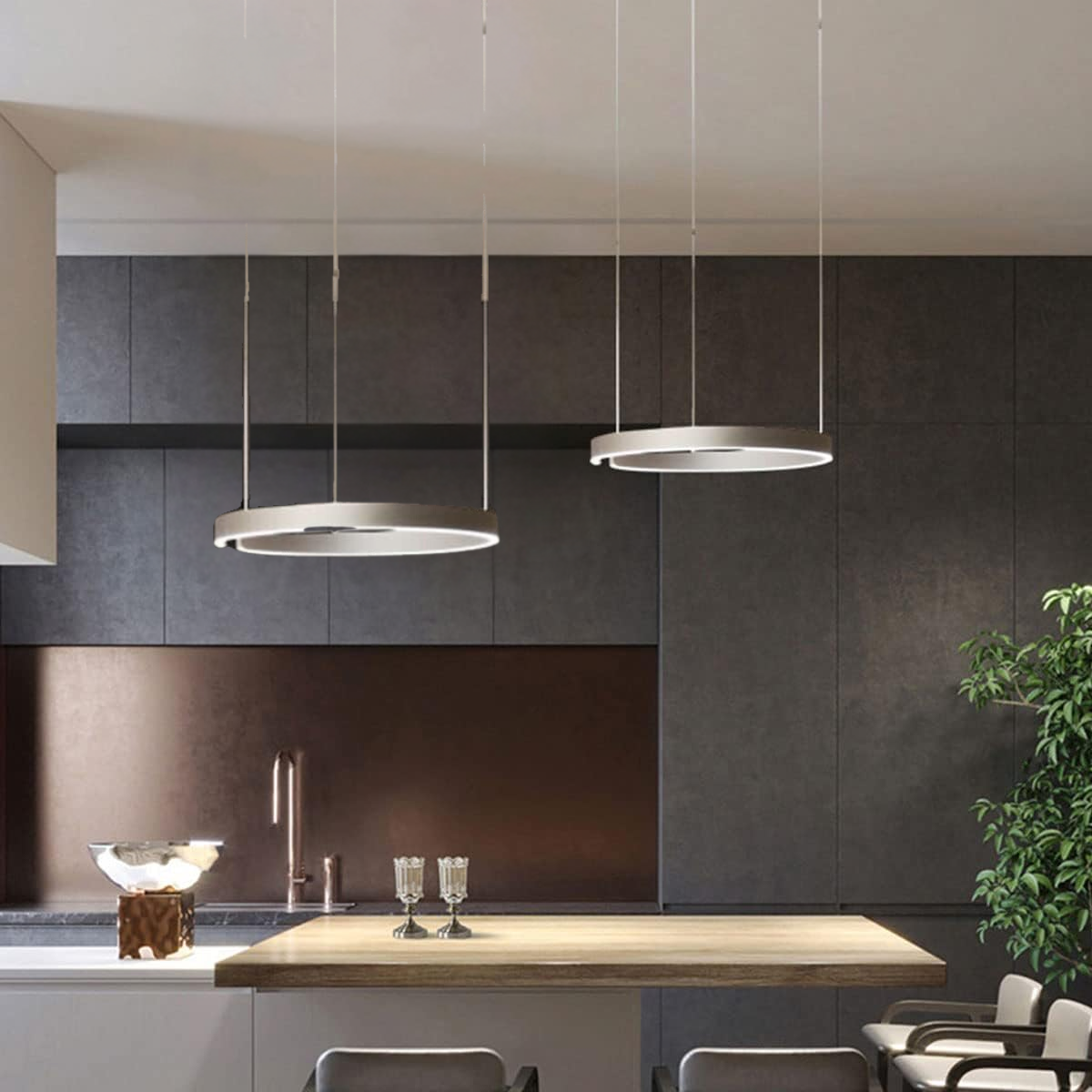 Variant image for LED Deckenleuchte | Runde Deckenlampe Schwarz 40/60/80 cm Metall-4
