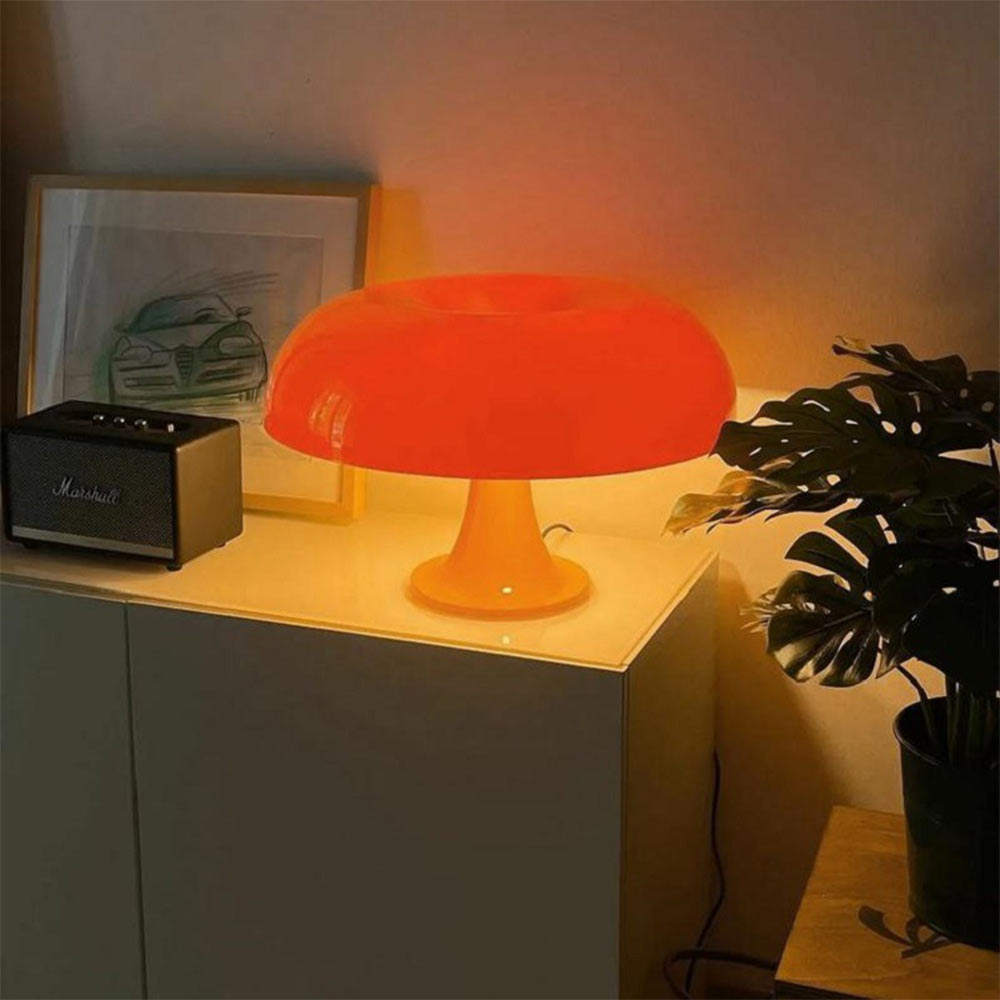 Minimalistische Tischlampe im Pilzdesign | LED Tischleuchte für Stilvolles Ambiente, Dimmbar, Skandinavische Eleganz, 22 x 32 cm-5