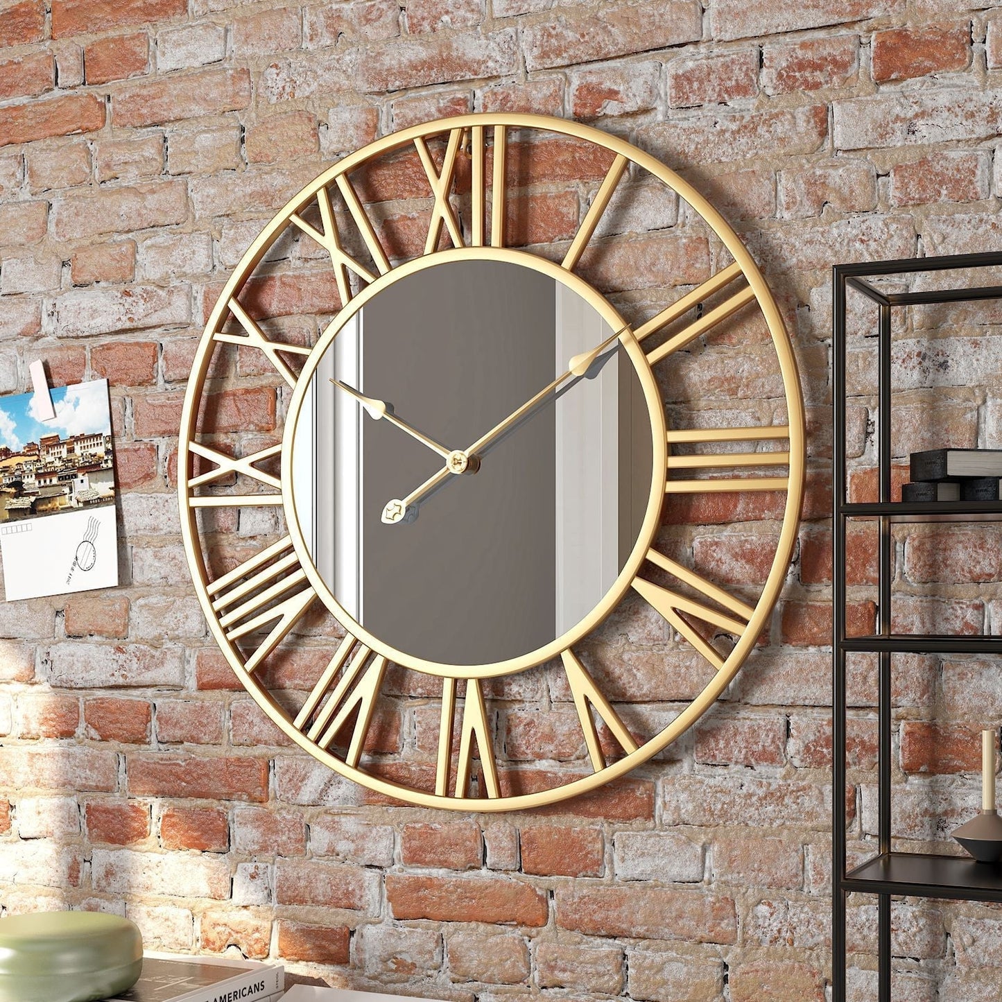 VintaMirror | Große Wanduhr Modern 39 cm Metall mit Spiegel 0