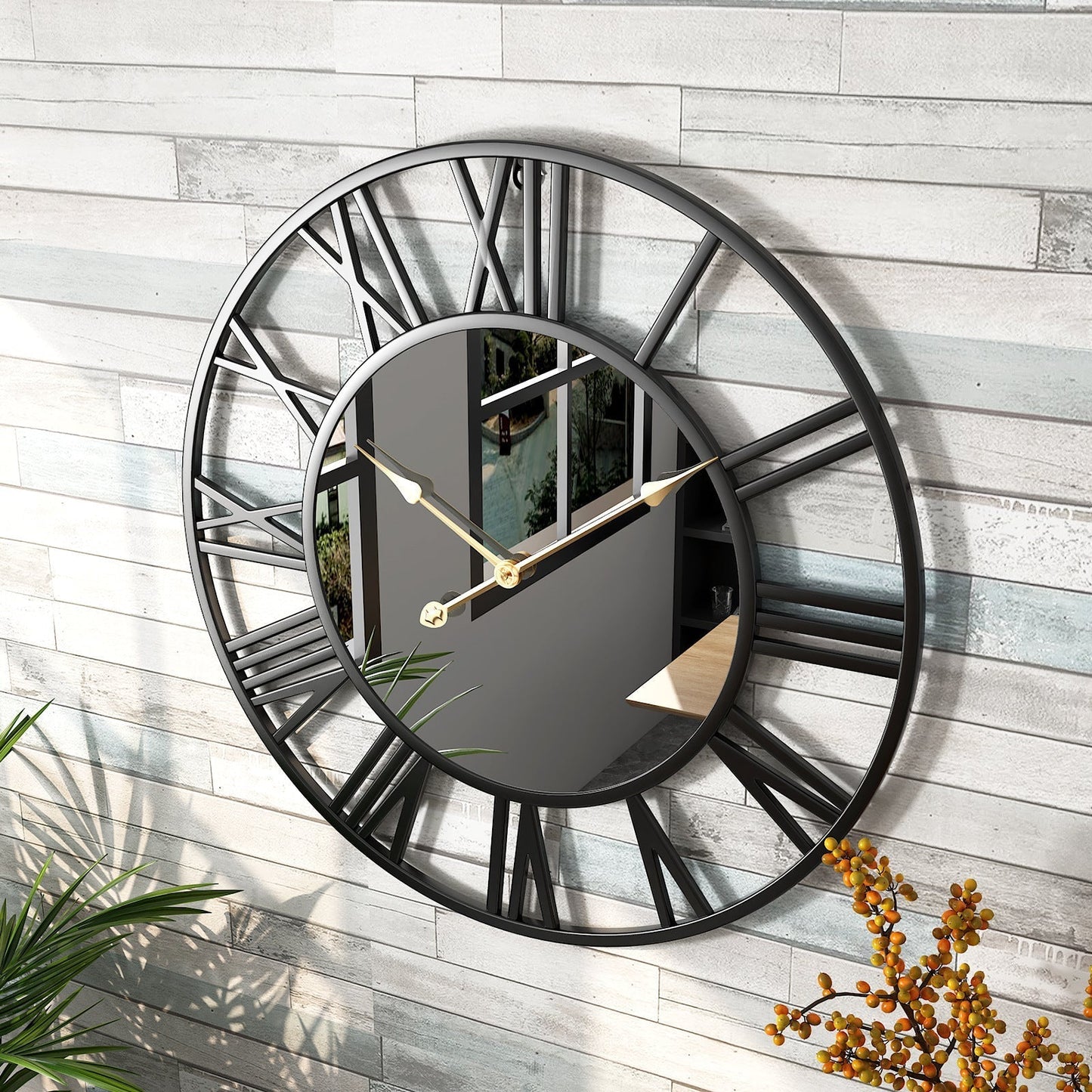 VintaMirror | Große Wanduhr Modern 39 cm Metall mit Spiegel 5