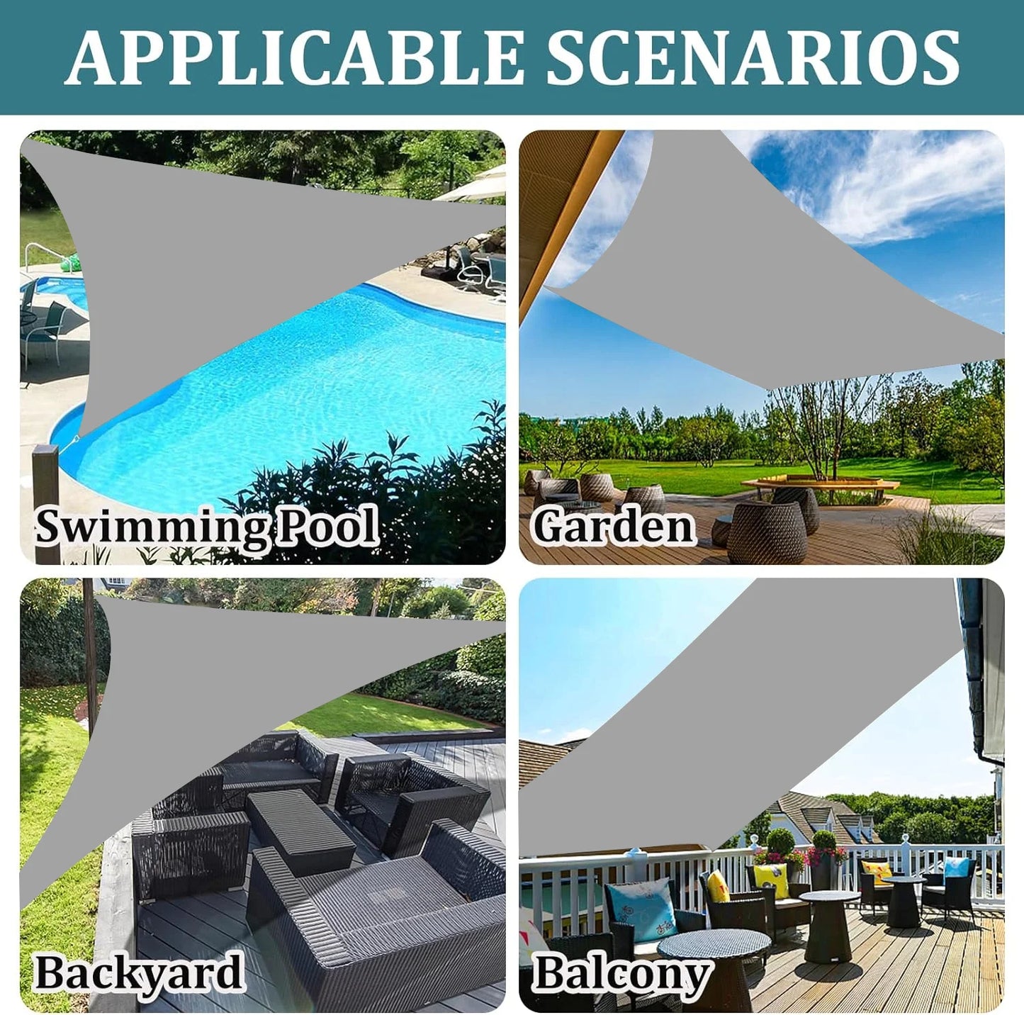 Wasserdichtes Sonnensegel Rechteckig | Sonnenschutz für Terrasse, Balkon 2
