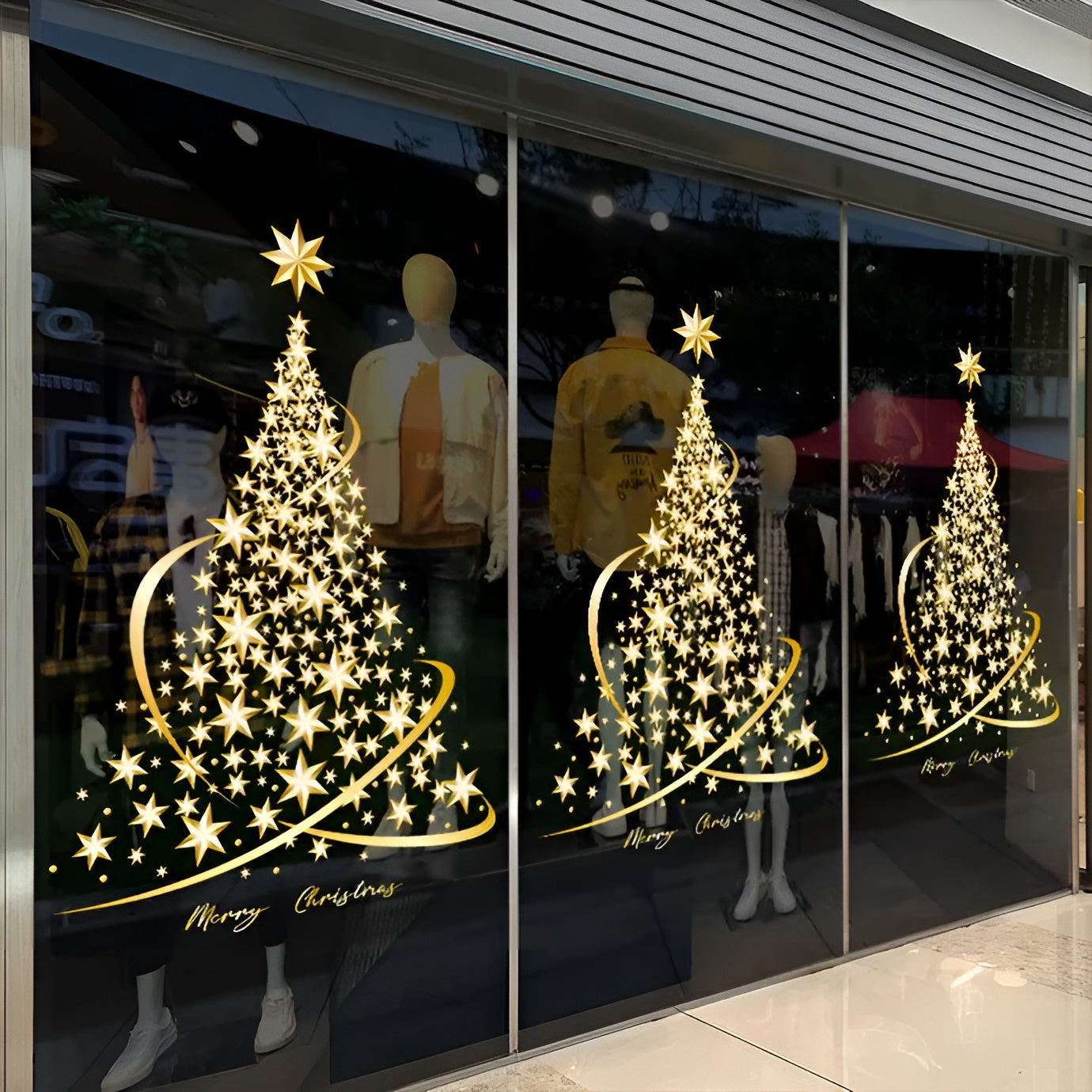 Weihnachtsfenster Aufkleber Gold | Dekorative PVC Sticker 2