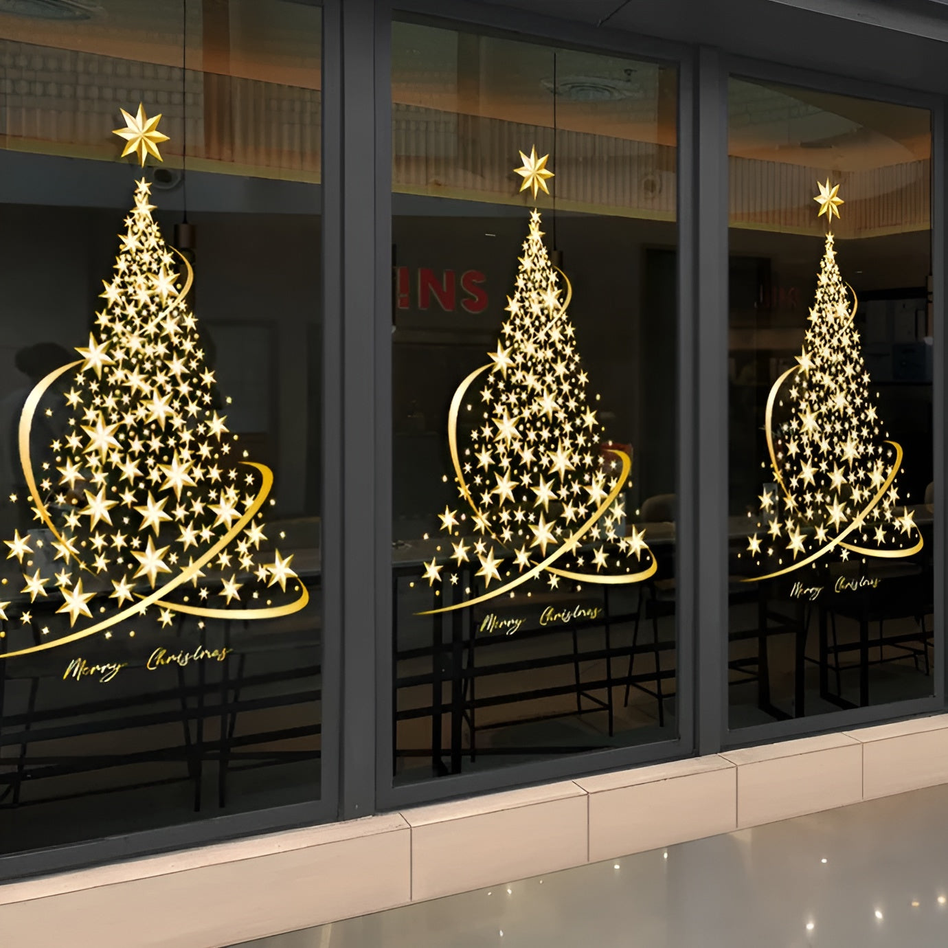 Weihnachtsfenster Aufkleber Gold | Dekorative PVC Sticker 4