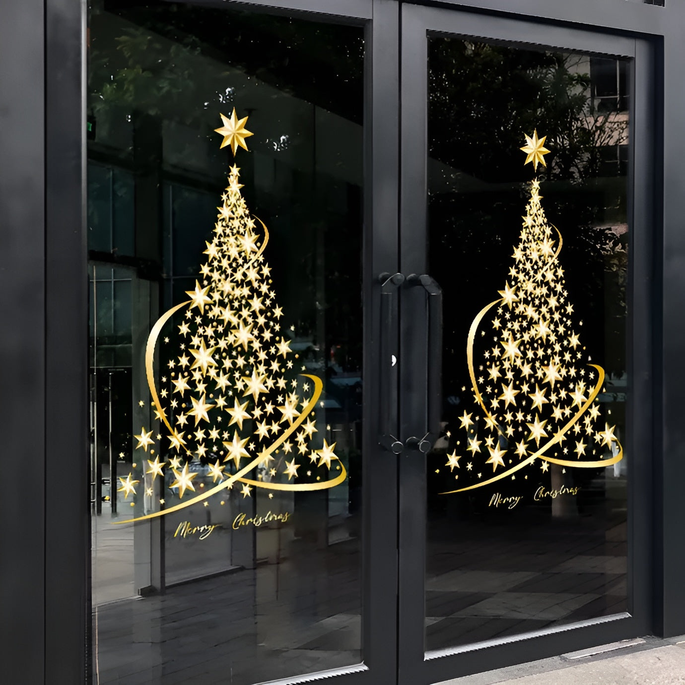 Weihnachtsfenster Aufkleber Gold | Dekorative PVC Sticker 5