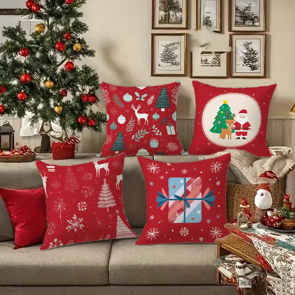 Weihnachtskissenbezug 40x40 | Dekorative Kissenhülle für Sofa 2