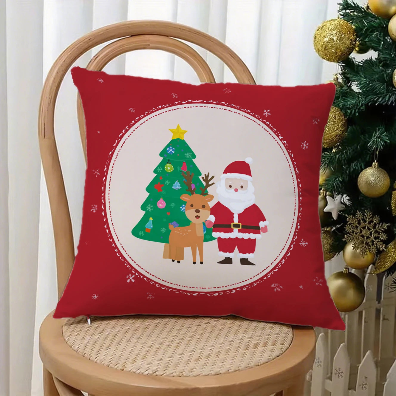 Weihnachtskissenbezug 40x40 | Dekorative Kissenhülle für Sofa 6