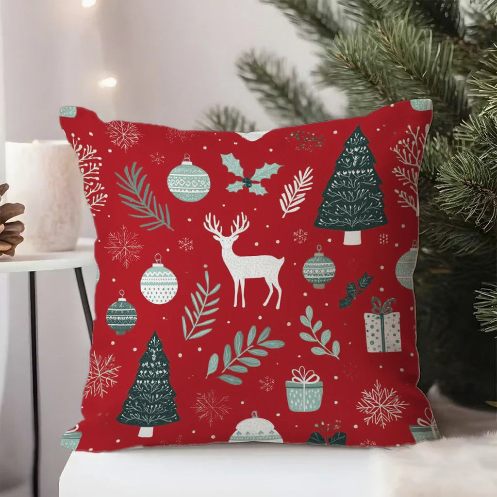 Weihnachtskissenbezug 40x40 | Dekorative Kissenhülle für Sofa 7