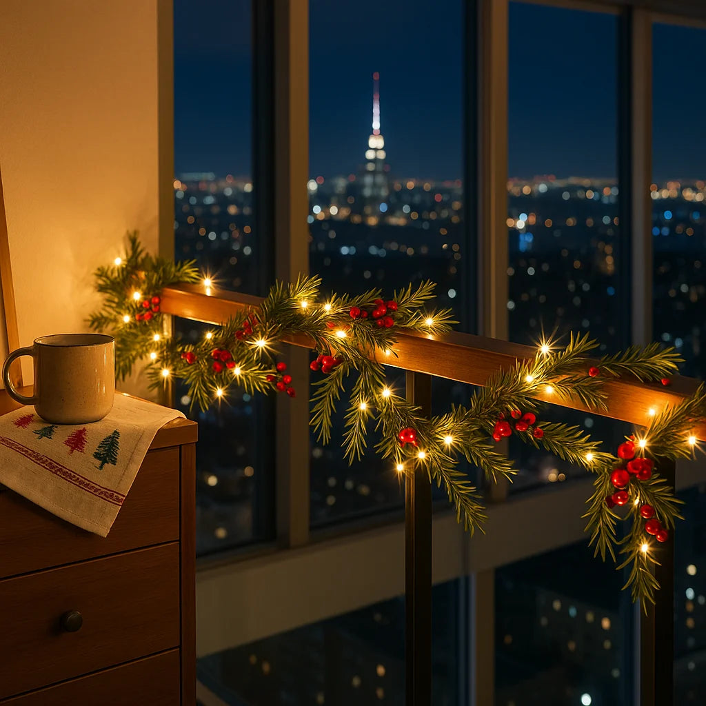 Winterbeergirlande Mit Beleuchtung | Weihnachtsgirlande 1,8 m 2