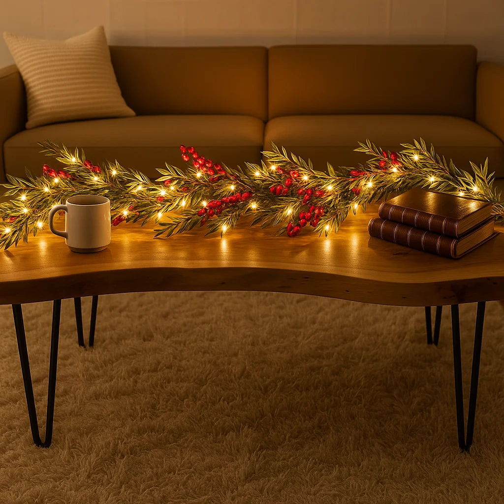 Winterbeergirlande Mit Beleuchtung | Weihnachtsgirlande 1,8 m 4