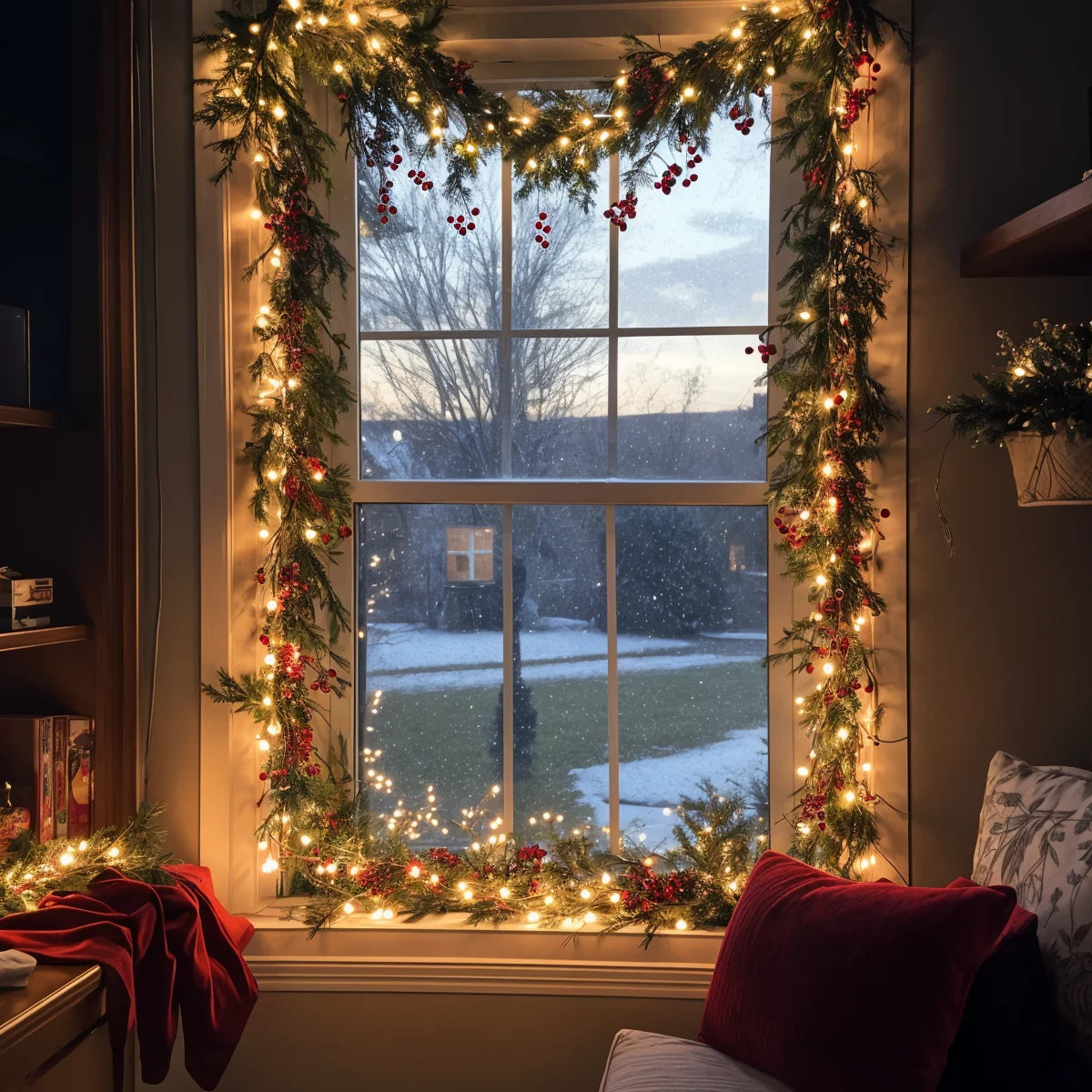 Winterbeergirlande Mit Beleuchtung | Weihnachtsgirlande 1,8 m 5