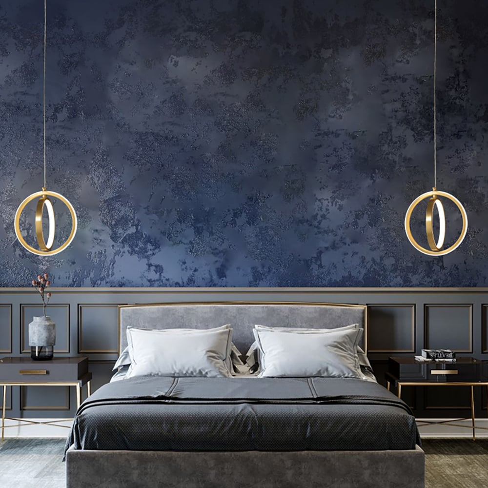 Elegante 2-Ring Pendelleuchte aus Messing – Moderne Hängelampe für Esszimmer und Wohnzimmer, Inklusive LED, 24 cm Durchmesser, 175 cm Höhe-5
