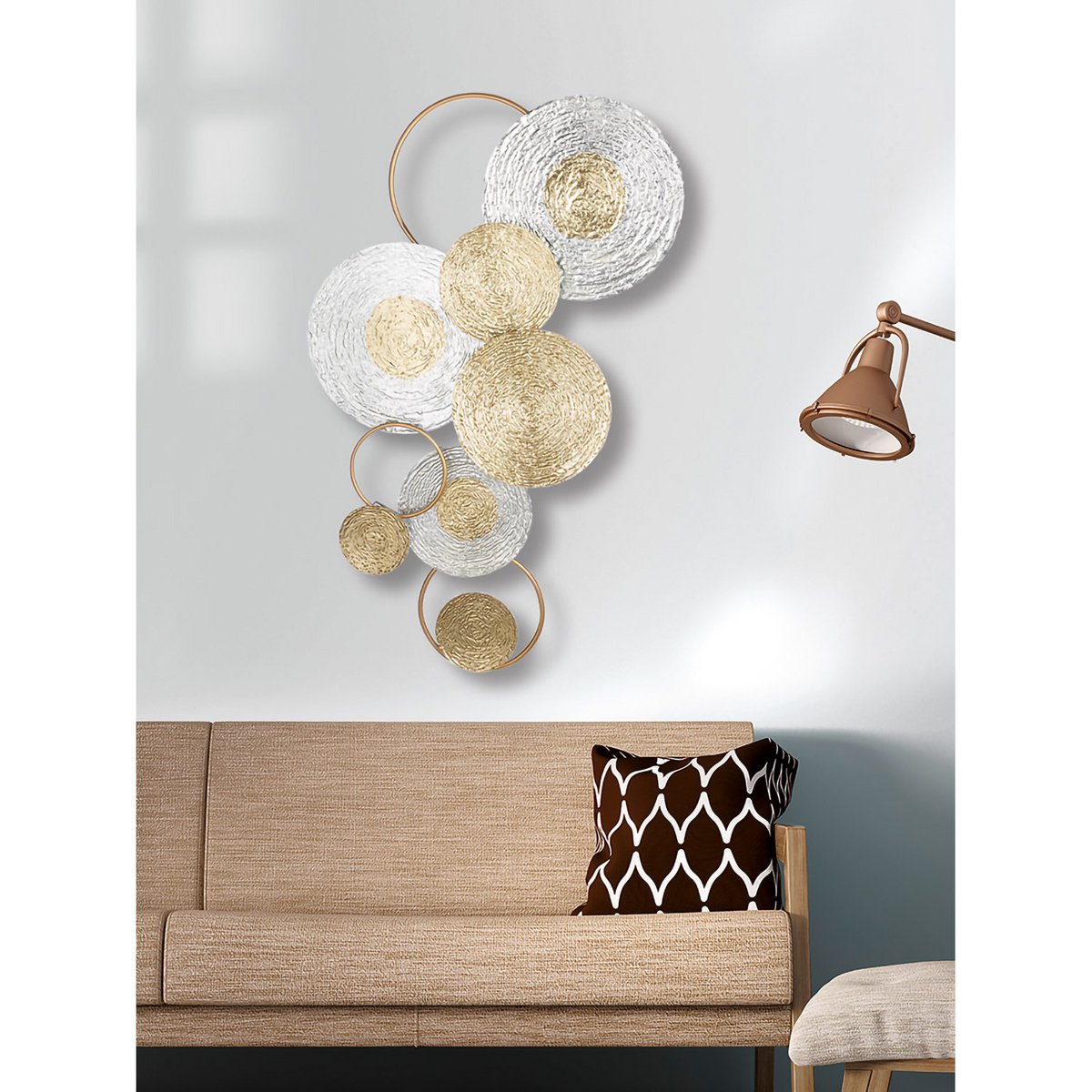 Metall-Wandrelief Gold & Silber – Dekoration mit Aufhängesystem, elegantes Wandbild für Wohnzimmer, Flur oder Büro