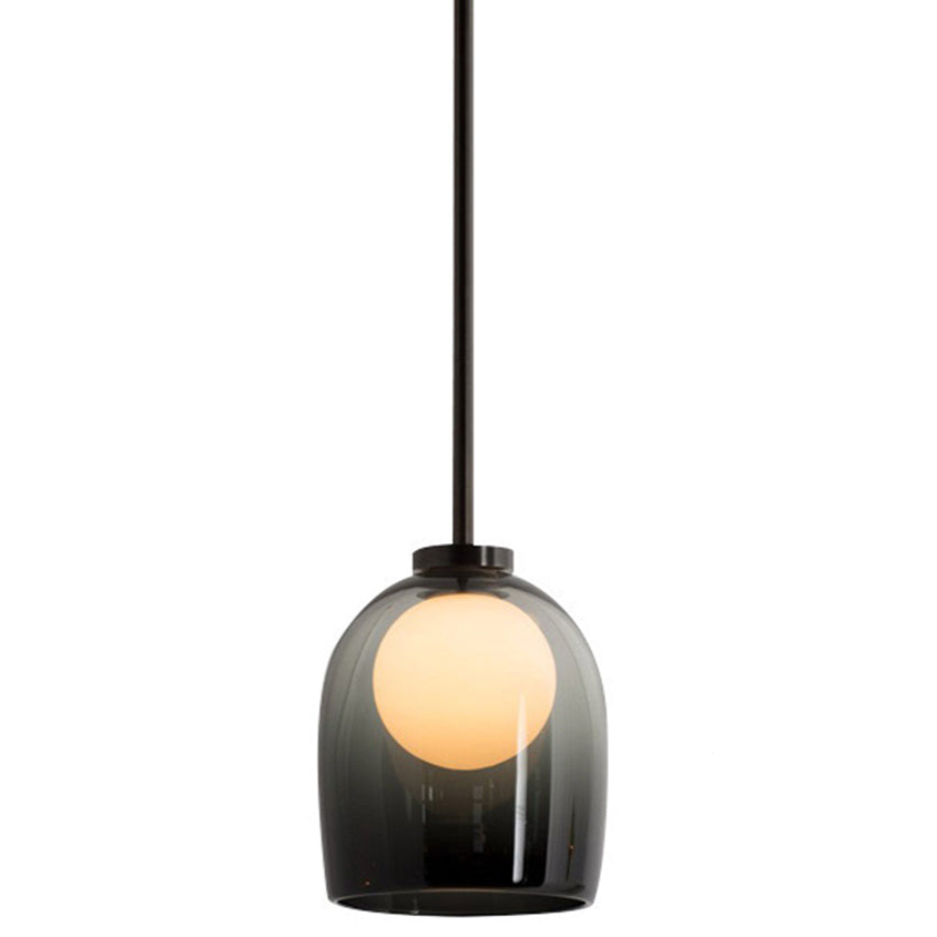 Variant image for Elegante Pendelleuchte aus Glas mit Metallrahmen | Moderne Hängeleuchte für Esszimmer und Wohnbereich – G9 Leuchtmittel, D18 x H20 cm-2