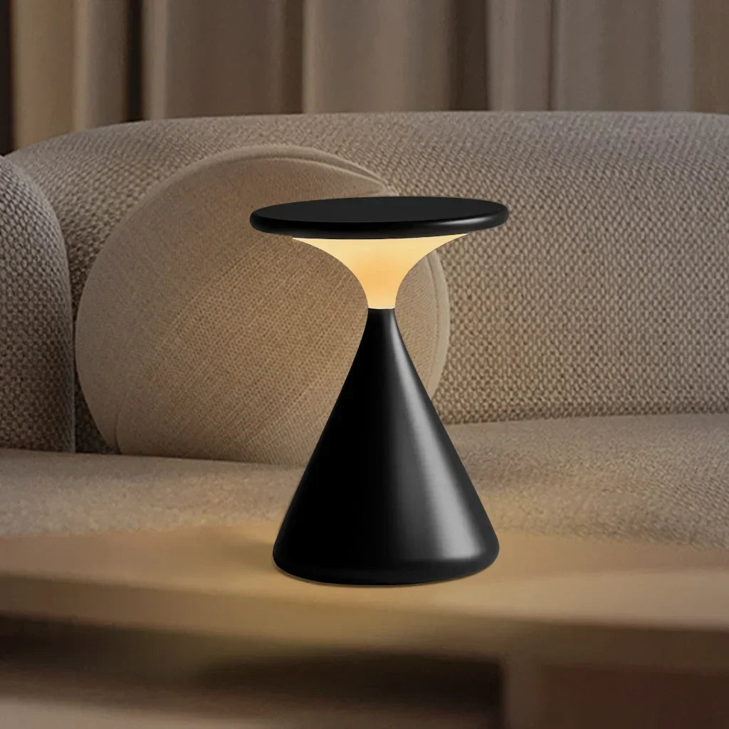 Aeron Hourglass Akku Tischleuchte | Dimmbare LED Tischlampe Ohne Kabel, Elegantes Design für Wohnzimmer und Büro, Mattweiß-4