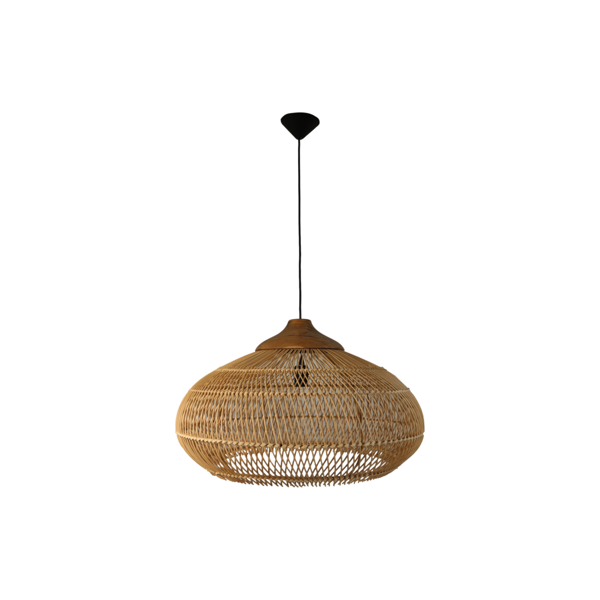 Hängelampe Rotan - 65x65x40 - Natur - Rotan/Teak - Natürliche Hängelampe mit E27-Fassung, 56 cm Kabel, ohne Leuchtmittel