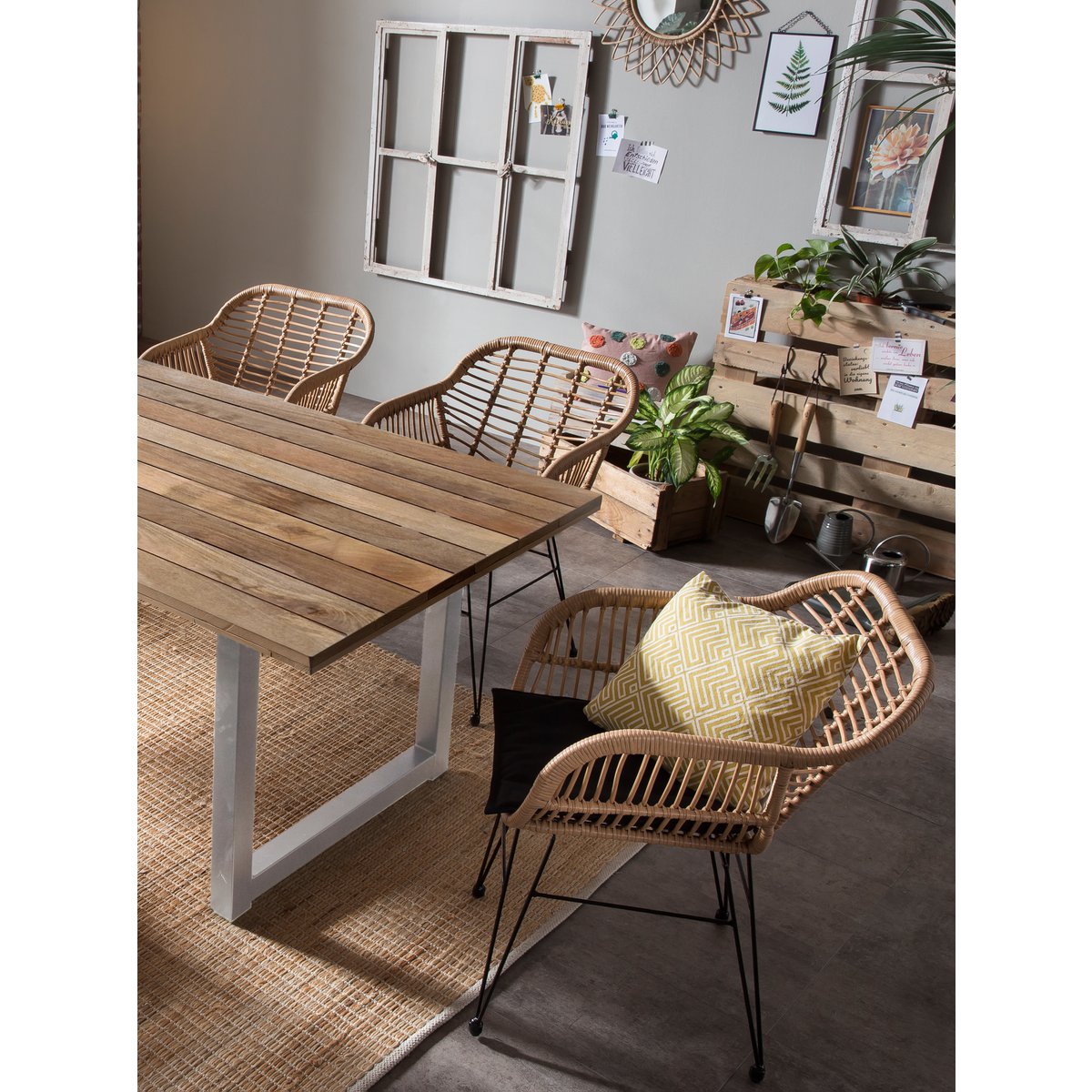 Moebilia Esstisch 200x100 cm aus Mangoholz & Metall – Industrial Design im Factory Look